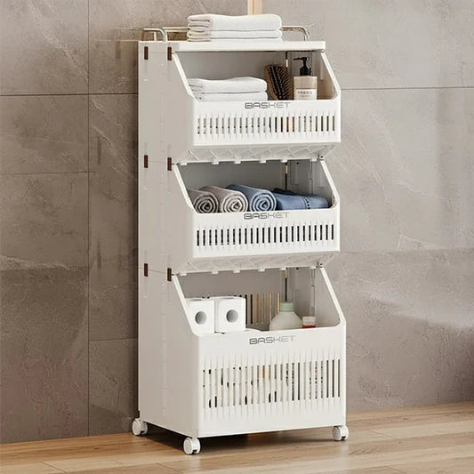 Multi Layer Laundry Basket, Multifunctional Trolley For Kitchen And Bathroom, Moveable Trolley For Living Room Multi Layer Laundry Basket, Multifunctional Trolley For Kitchen And Bathroom, Moveable Trolley For Living Room